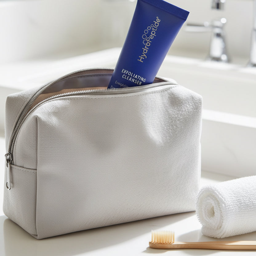 Blue tube of HydroPeptide Exfoliating Cleanser on a white background