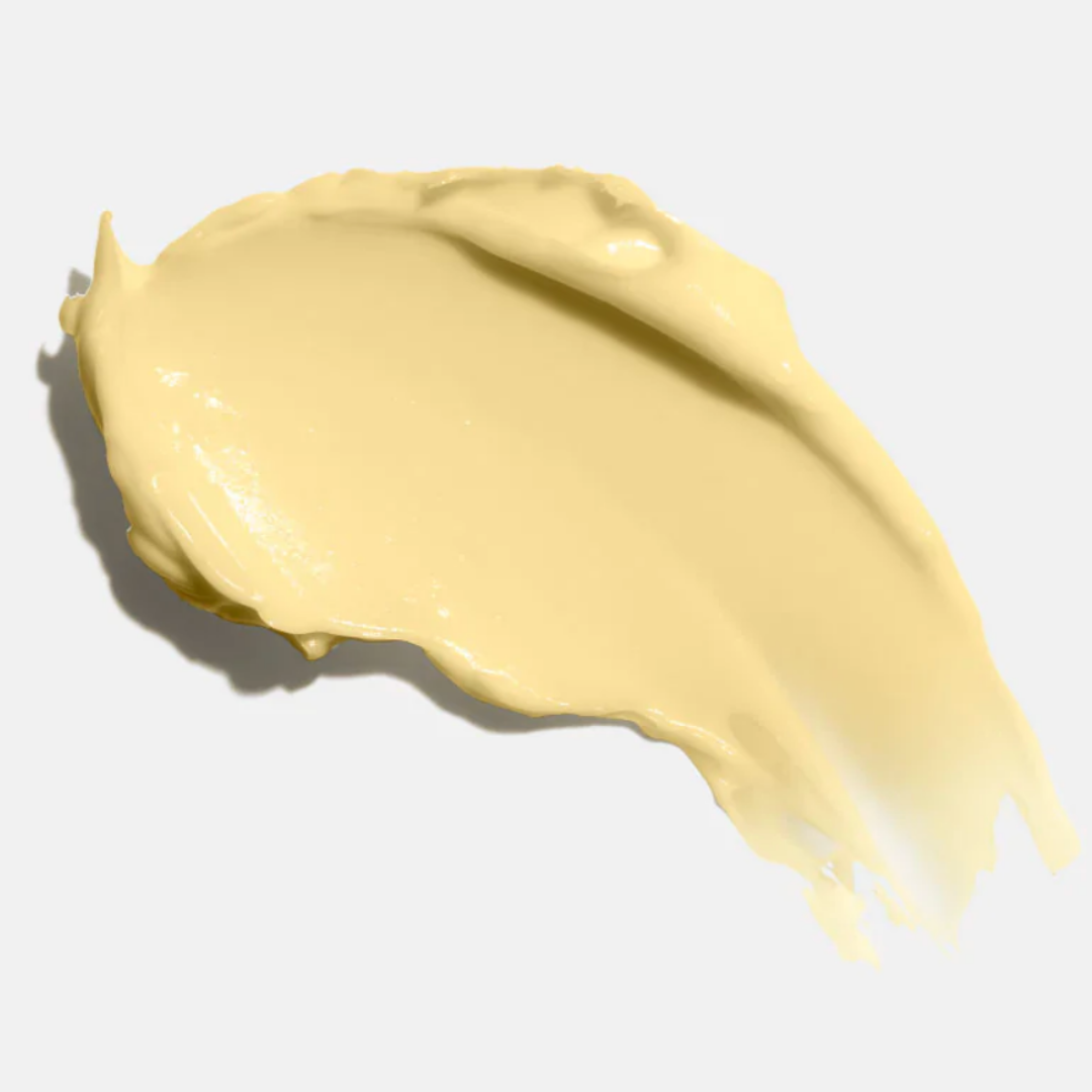 Yellow cream swatch on a white background