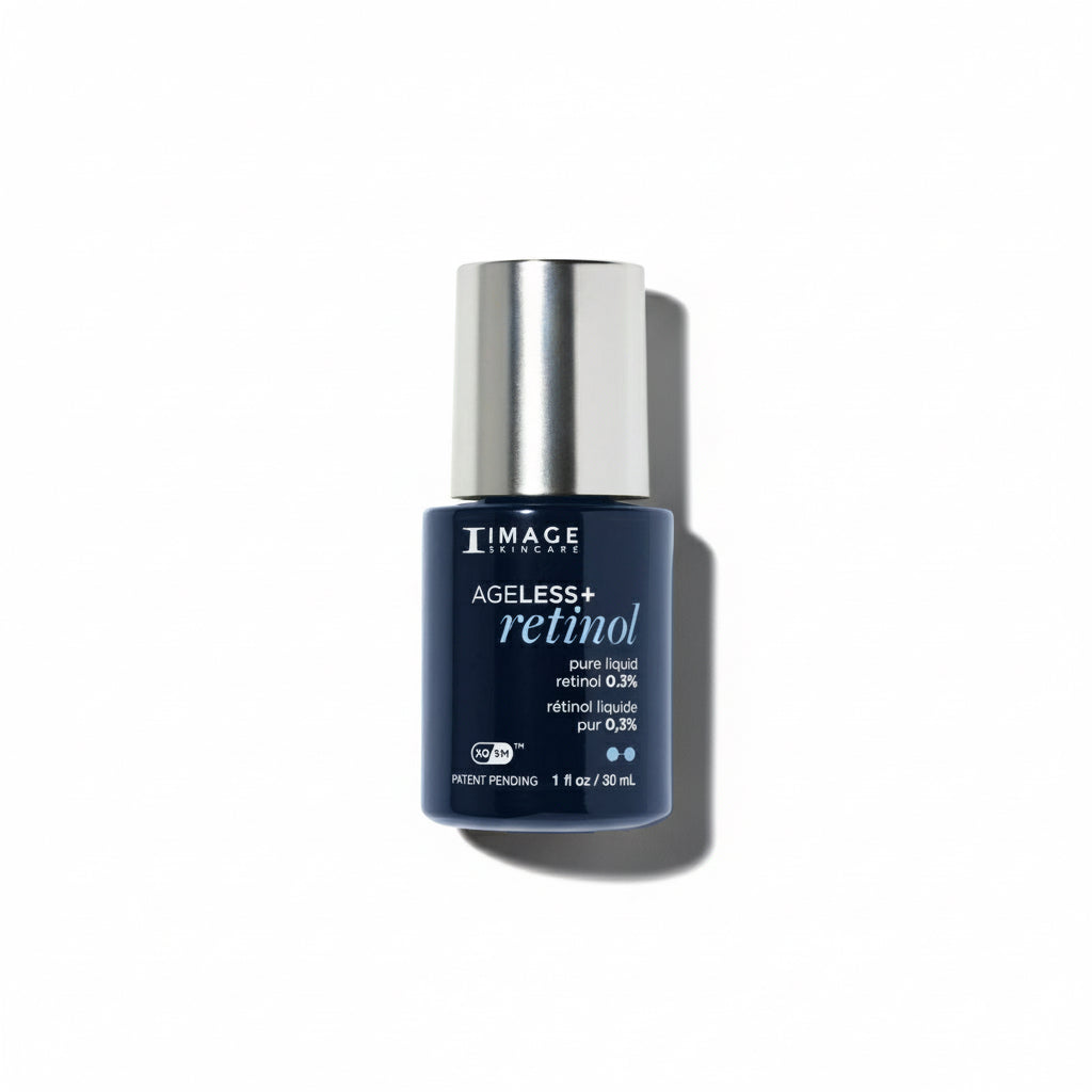A bottle of IMAGE Skincare Ageless Retinol 0.3% serum against a white background.