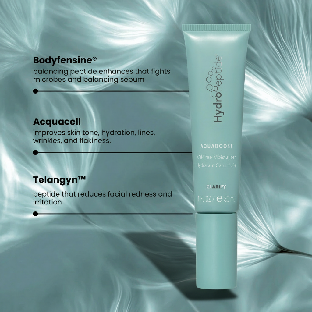 HydroPeptide Aquaboost with text on a textured light blue background