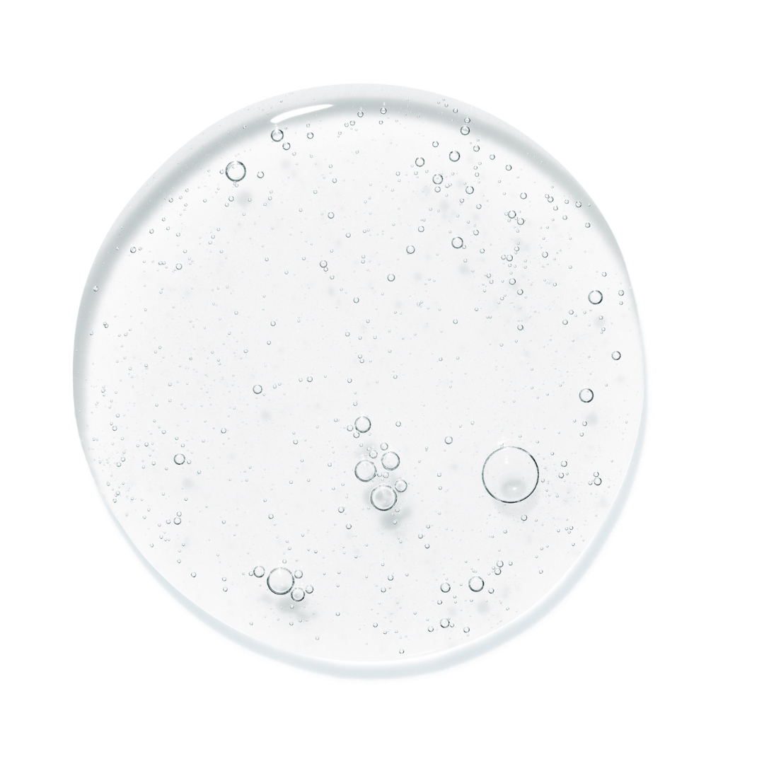 Clear gel with bubbles on a white background