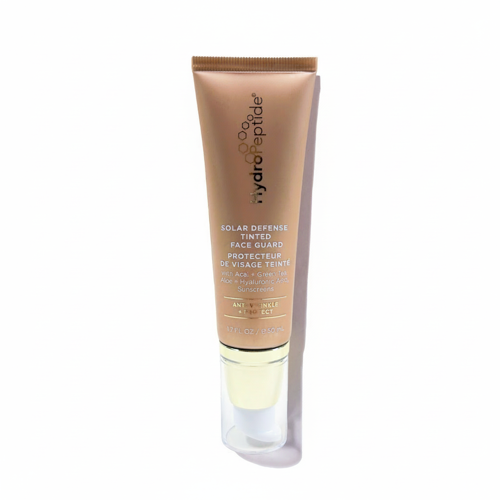 Tube of hydropeptide solar defense face guard on a white background