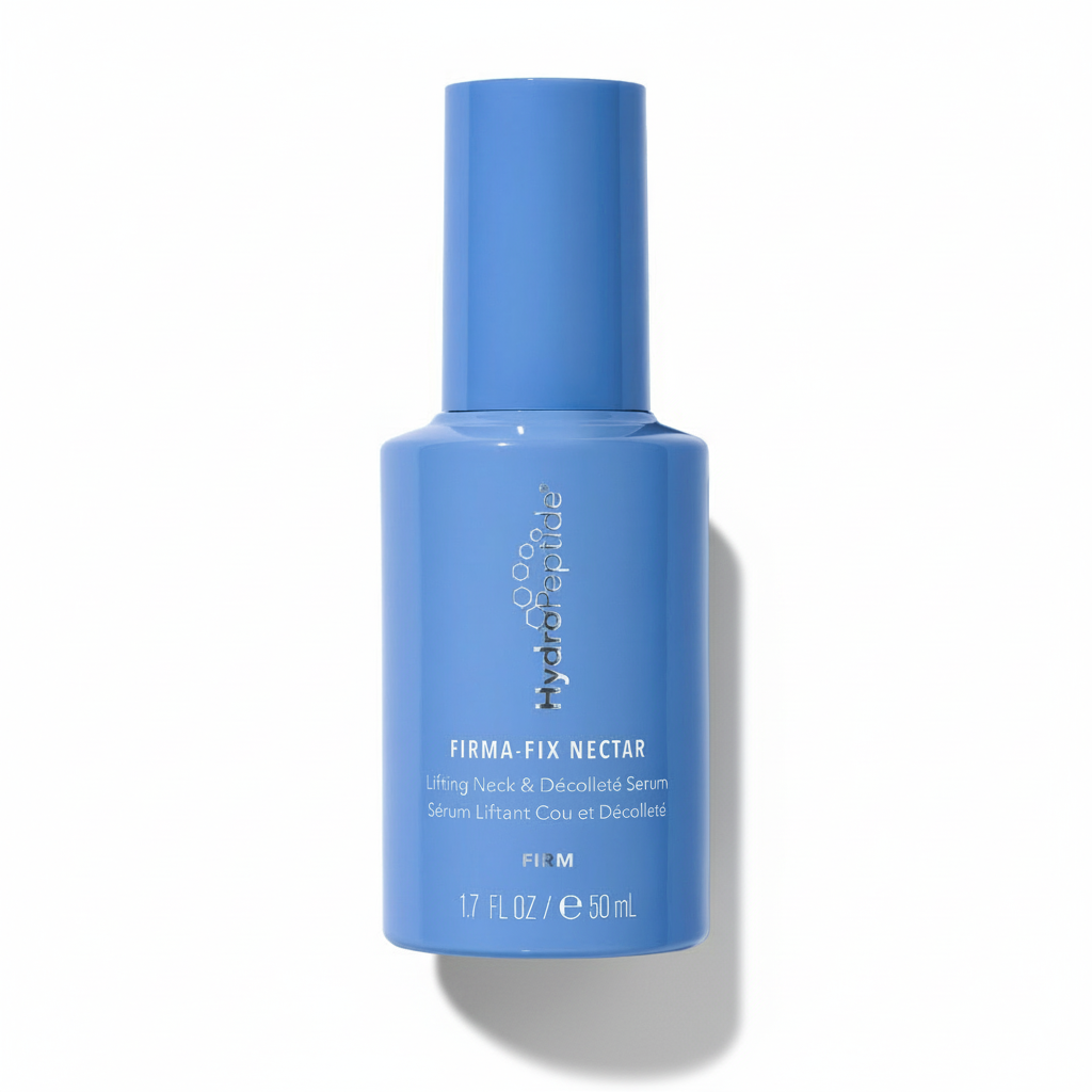 Blue bottle of Firma-Fix Nectar serum on a white background