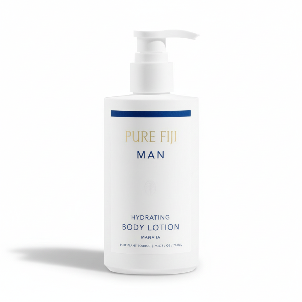 Pure Fiji Man Hydrating Body Lotion on a white background