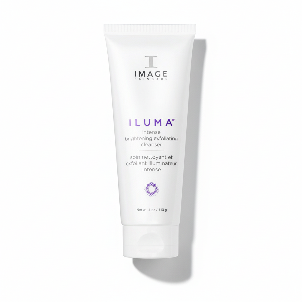 White skincare tube labeled 'ILUMA' on a white background