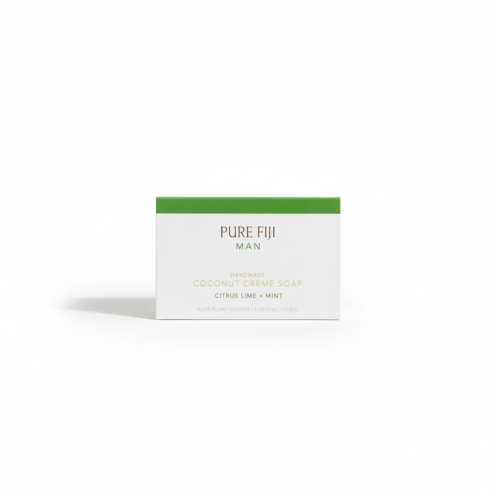 Pure Fiji Man soap packaging on a white background