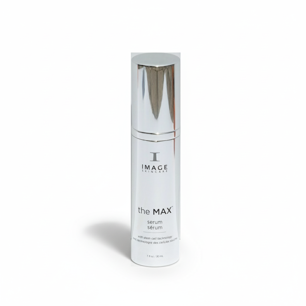 A bottle of the MAX Stem Cell Serum by IMAGE Skincare for skincare use.