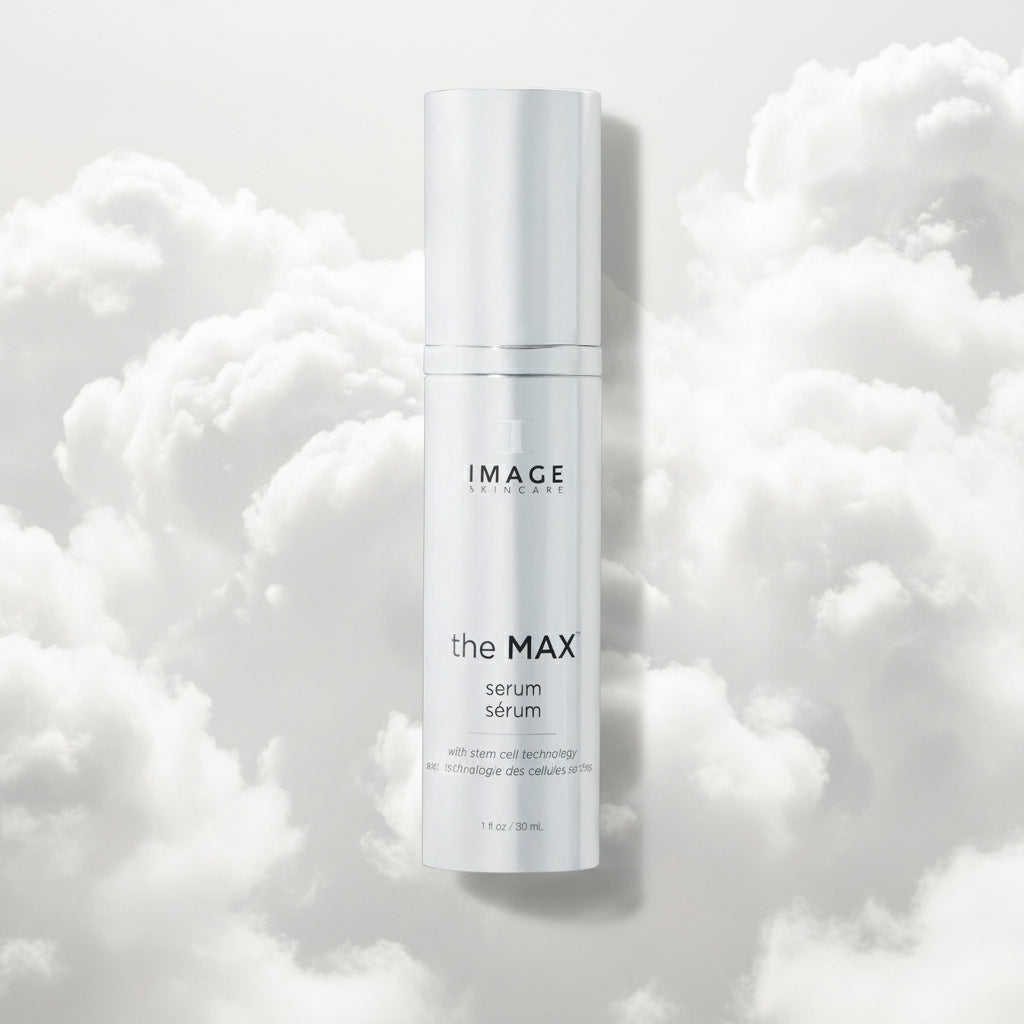 Skincare serum bottle labeled 'the MAX serum' by IMAGE Skincare on a white background