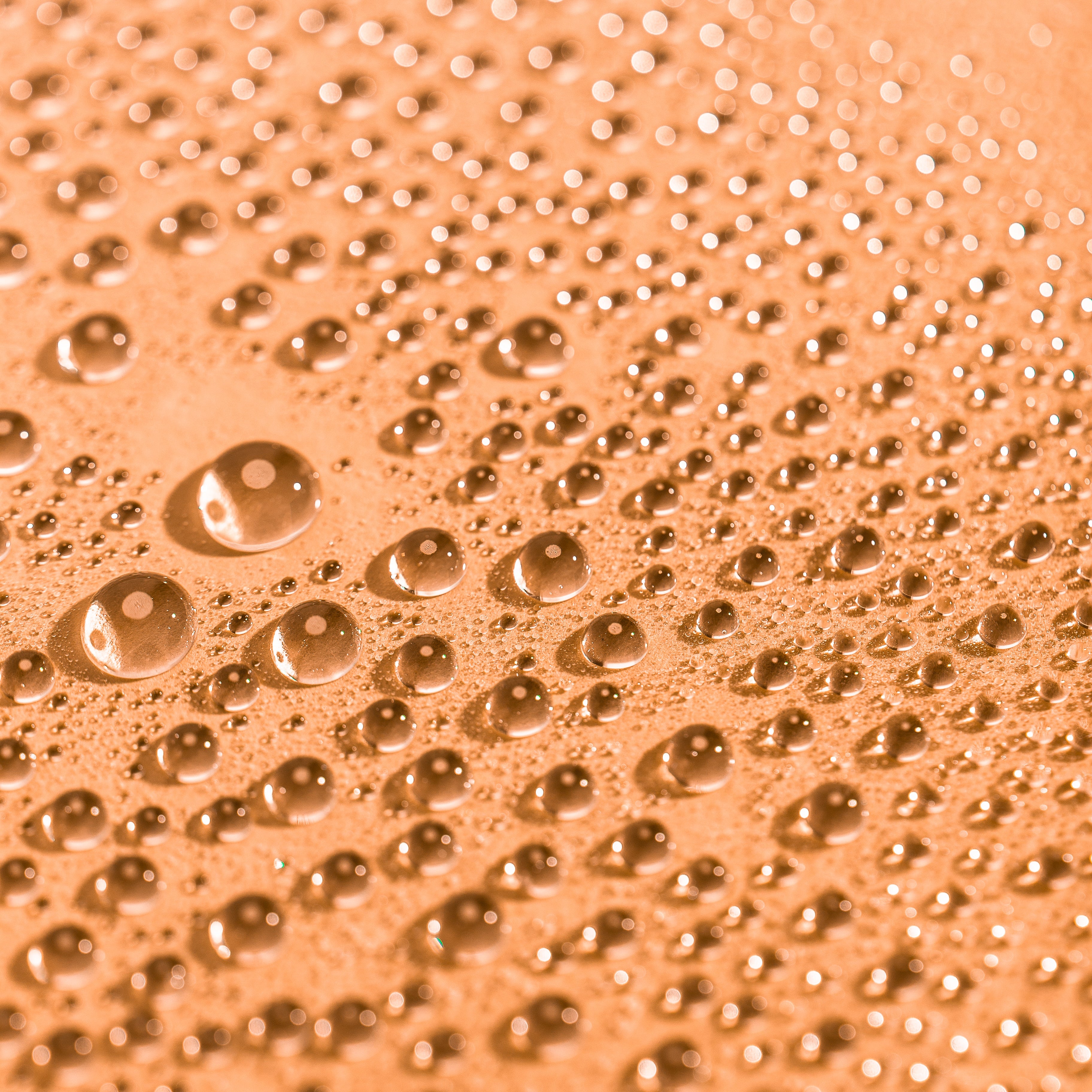 Close-up of a textured beige surface with small droplets.