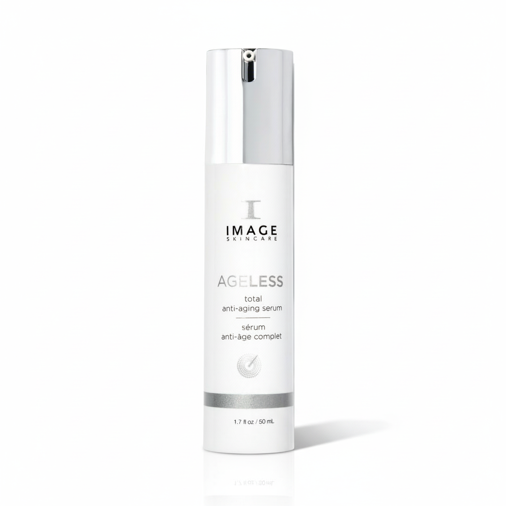 Skincare serum bottle labeled 'IMAGE AGELESS' on a white background